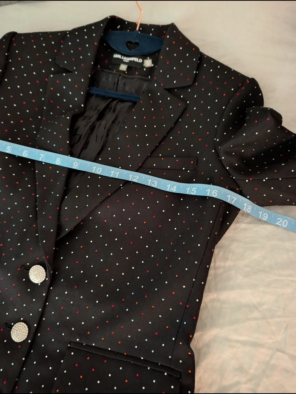 NWT Karl Lagerfeld Paris Rainbow Rhinestone Embellished Blazer Size 2